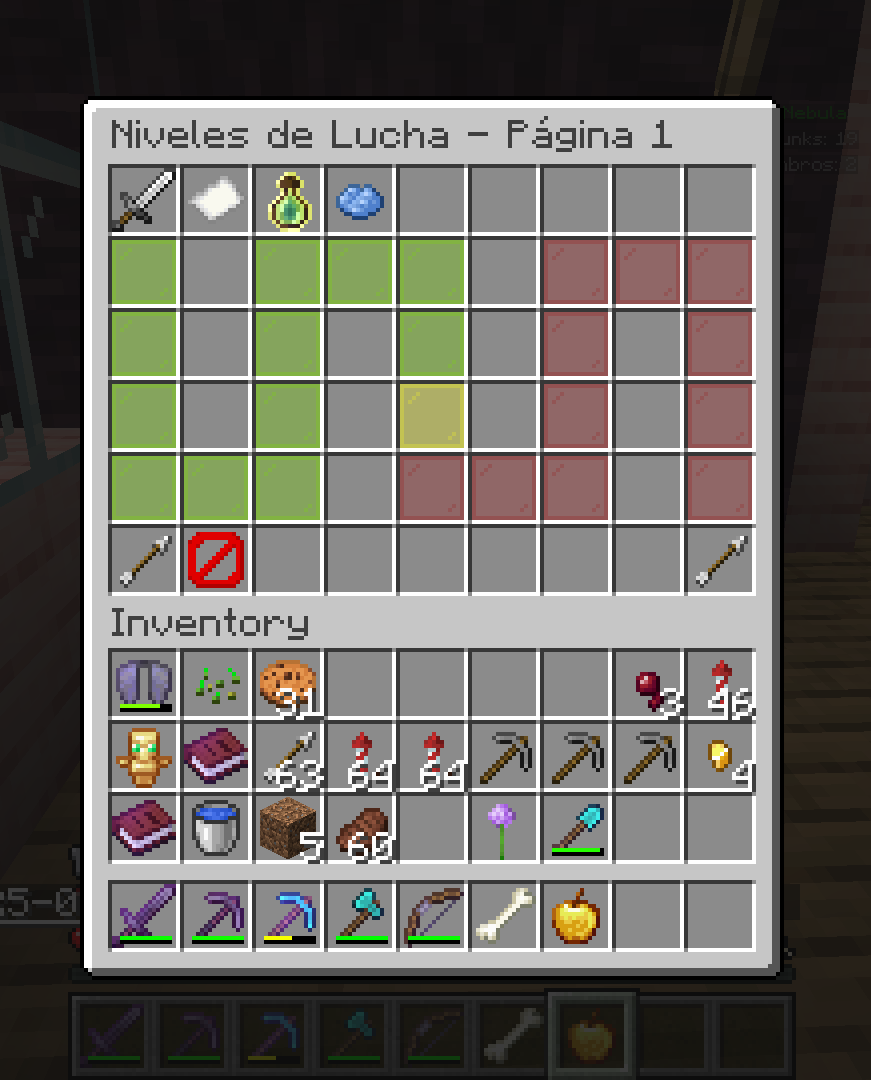 Cuadro de nivel de la habilidad de lucha