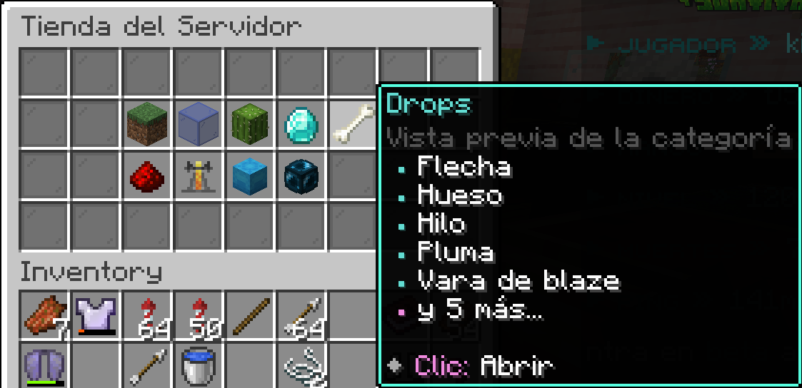 Drops de mobs, mostrando que tipo de bloque es